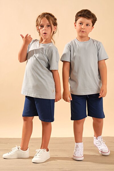 BAYKAR Unisex Kids 100% Cotton Short Sleeve Basic T-Shirt 2055 Blue