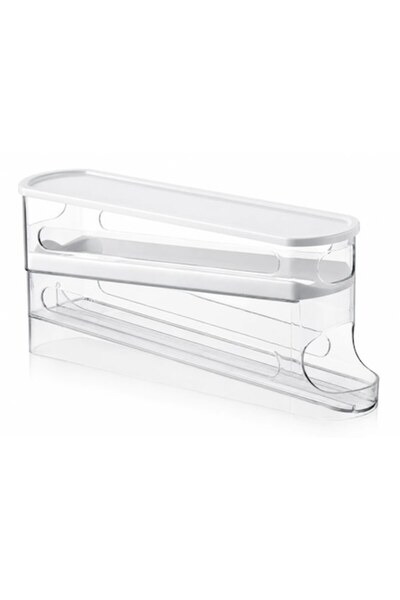 OEM Organizator de ouă pentru frigider, 31.5 x 8.5 x 14.1 cm, Plastic, Alb/Tr...
