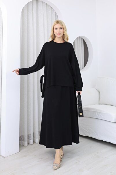 MODAELA Set elegant și confortabil cu fustă, cu detalii din dantelă