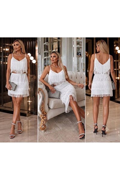 Wear Up Γυναικείο Σετ με Μπλούζα με Λεπτομέρεια Κρόσσων και Λουράκια στους Ώμ...