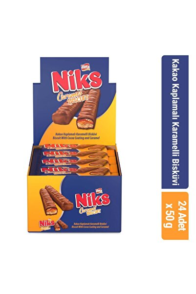 Bifa Niks Kaplamalı Karamelli Bisküvi 50 gr x 24 Adet