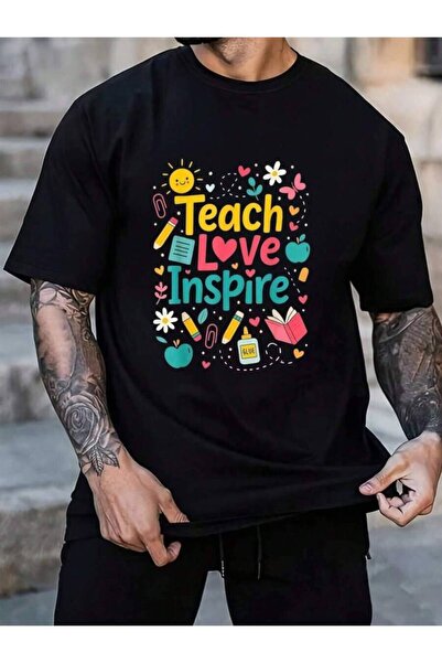45 BPM 100% Cotton Teach Love Inspire Teacher First Day Funny Back To School ...