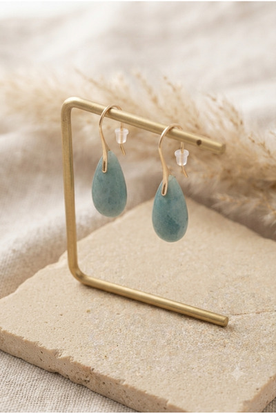 ZGNOVA Damla Yeşim Natural Stone Steel Earrings