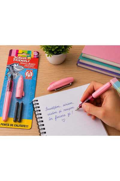 Generic Brand Stilou Basic Shark – Set cu 2 Rezerve de Cerneală