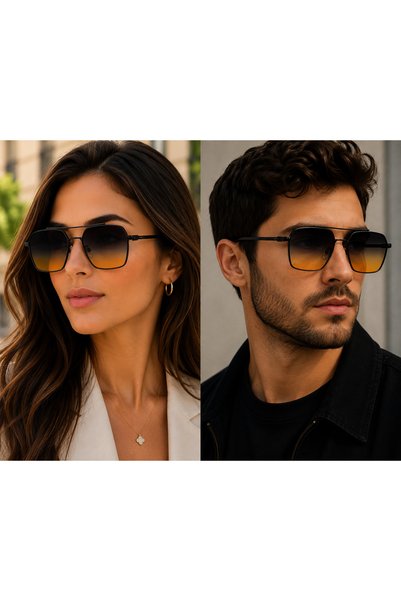 Bymiel Unisex Black Framed Gradient Glass Oversized Sunglasses Uv400 Protected