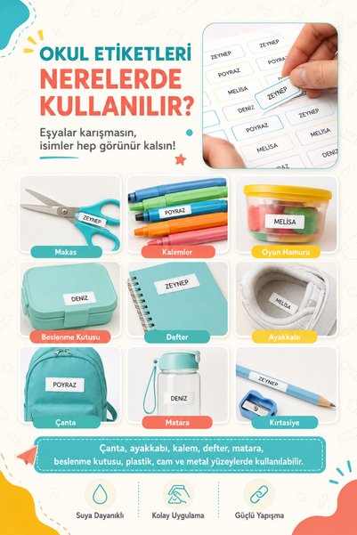 Sim Tasarım Kaplan Tema Okul Etiketi Kalem Defter Etiketi Özel İsim Yazılabilen Etiket 286 Adet İsim Etiketi
