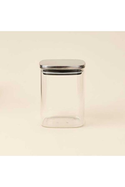 BALSA Metal Kapaklı Cam Kavanoz - Şeffaf / Gri - 900 ml