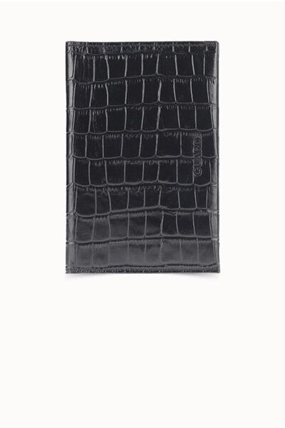 Generic Brand حافظة جواز سفر سوداء مطبوعة من Guard Croco