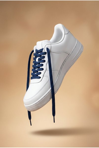 last icon Navy Blue Color Flat Knitted Shoelaces Compatible with Sports Sneakers