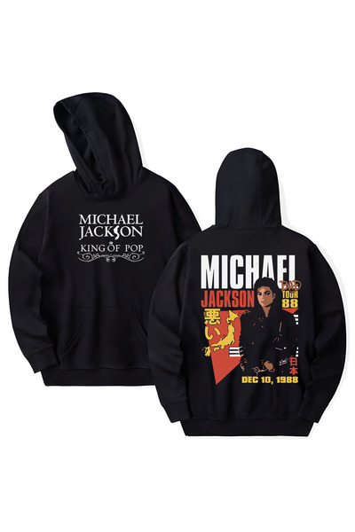 STİL-X Michael Jackson Printed Cotton Long Sleeve Hooded Sweatshirt with 3 Th...