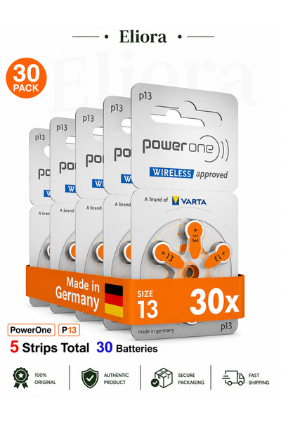 powerone بطاريات سماعات الأذن الأصلية عالية الجودة من باور ون 1.45 فولت P13 ع...