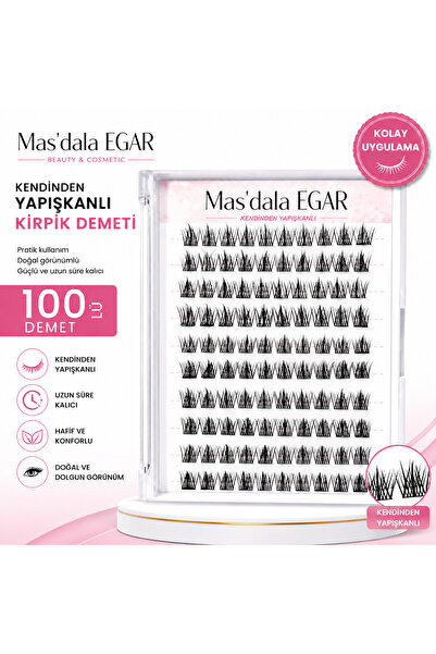 Mas'dala EGAR Kendinden Yapışkanlı Takma Kirpik Demeti Doğal Hacim Veren Prat...