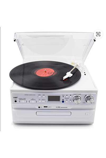 Genel Markalar Bluetooth CD USB MP3 radyo müzik seti beyaz renk 2 yıl garantili plak çalar hoparlör