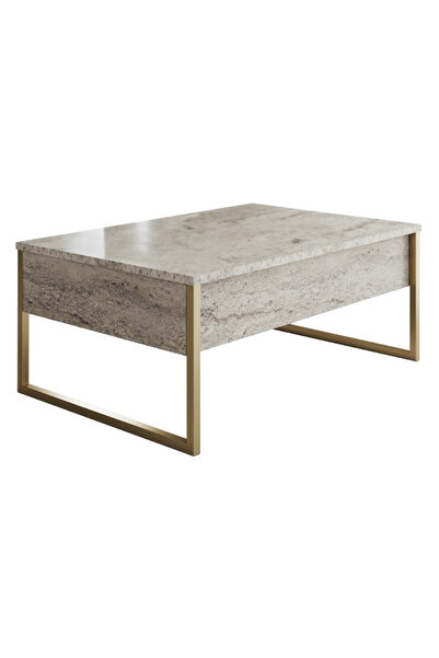 Megapap Τραπεζάκι Σαλονιού Luxe Travertine - Χρυσό