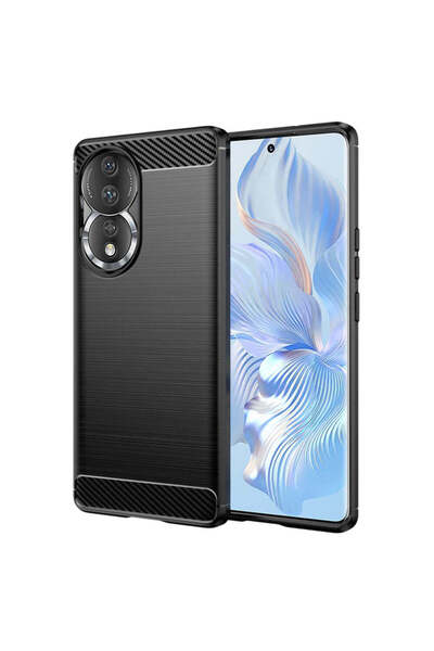 Techsuit Case for Honor 80, Carbon Silicone, blue - black
