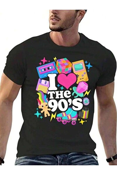 4Car T-Shirt With Retro 90s I Love The Costume, Anime Figures, Summer Clothin...