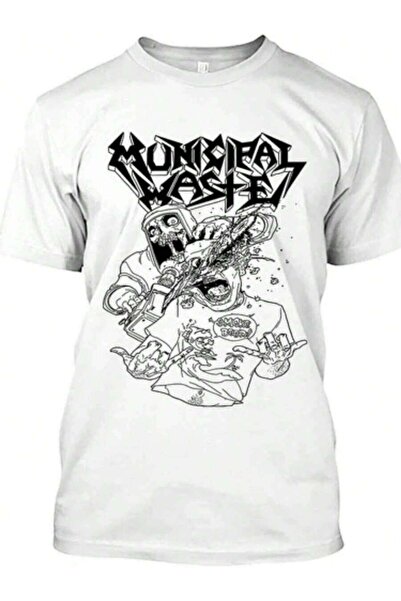 9JY جديد! تي شيرت شعبي بتصميم فني لموسيقى كروس أوفر ثراش من Municipal Waste م...