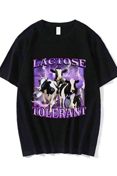 9JY Lactose Tolerant Funny Meme Graphic T-Shirt Men Vintage Fashion Short Sle...