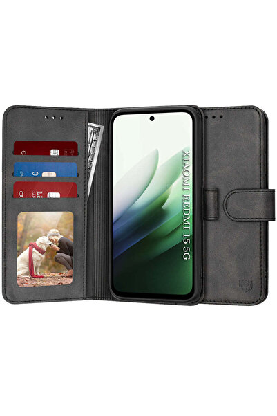 Techsuit Husă pentru Xiaomi Redmi 15 5G, tip agendă, negru - negru