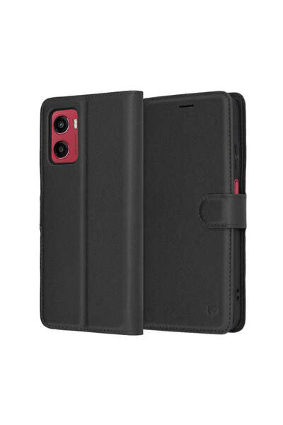 Techsuit Husă pentru Motorola Moto G05, tip portofel din piele, maro - negru