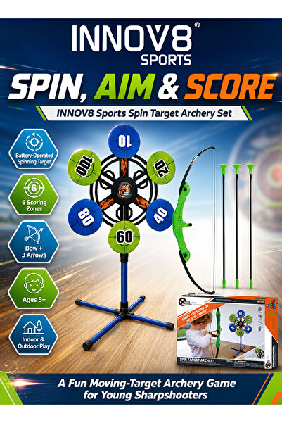Innov8 Sports Spin Target Archery Set for Kids, Battery-Operated Rotating 6-Z...