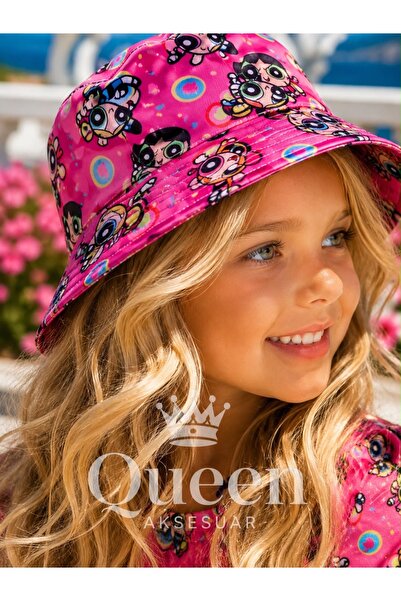 QUEEN AKSESUAR Cute Powerpuff Girls Girls Patterned Pink Girl Child Bucket Fi...