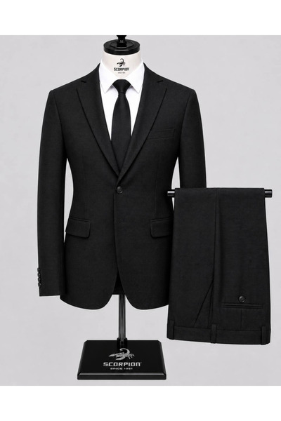 Plus Scorpion Costum bărbătesc smart casual și formal, slim fit, texturat, cu...