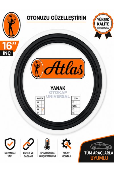 Atlas 16 Jant Lastik Yanak Siyah Beyaz 4 Lü Set Jant Yanak Seti