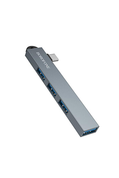 Borofone Hub 4 în 1 (FH1A) - Type-C la 3x USB 2.0, 1x USB 3.0, Aliaj de alumi...