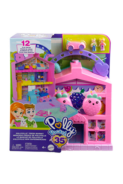 mattel Set joaca supermarket Pollyville, 2 micro-papusi, 12 accesorii, multic...