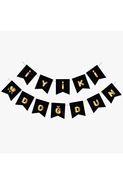 Yıldızan Black Gold Happy Birthday Gilded Banner, 2323012121200212 1302237