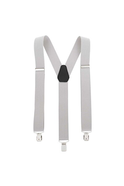 TOPGAL Bretele rezistente 3,5 cm Y netede gri deschis