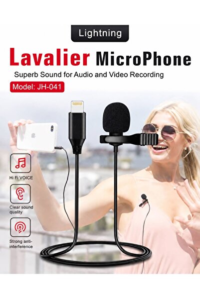 GALİO DELUXE Lightning Kablolu Yaka Mikrofonu Lavalier Mikrofon iPhone iPad U...