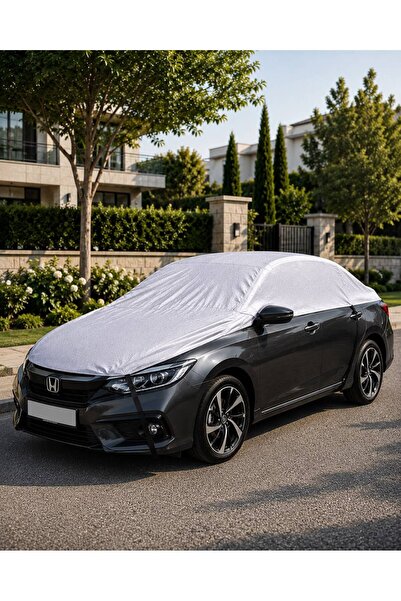 pjms Half Car Cover Suitable for All Sedans Sun Snow Protection 4 Seasons Sno...