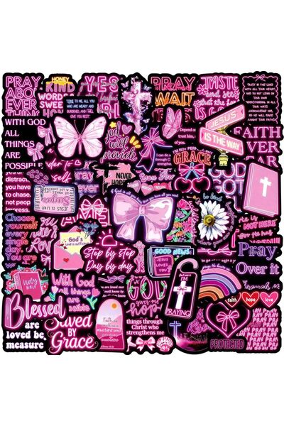 Choice 50pcs 50Pcs Neon Bible Motivational Quotes Stickers Waterproof Graffit...