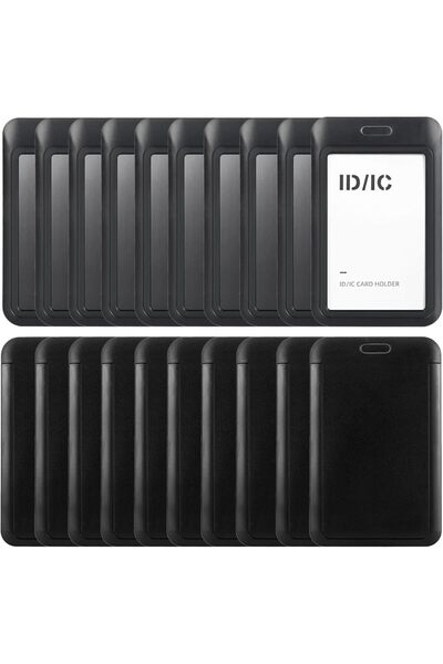 Choice black 20 pcs 20 Pcs Black Badge Holder, Sliding Vertical Plastic Name ...