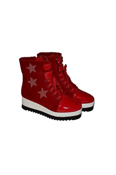 OEM Botine de culoare marsala, cu platforma inalta, model tineresc