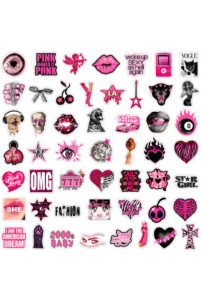 Choice 50pcs 50/100 Pcs Retro Y2K Black Pink Cool Edgy Stickers Ins Style Vin...