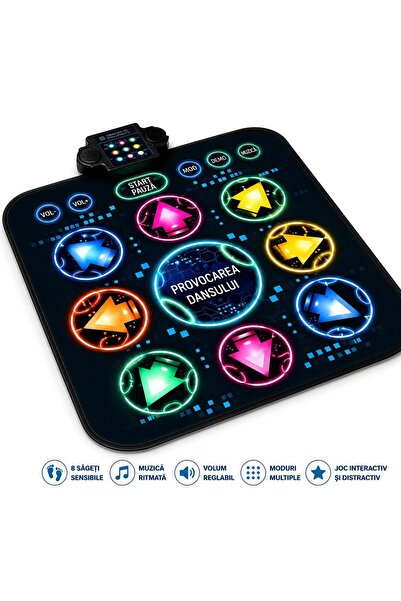 Picodino Covoraș de dans electronic interactiv, 88cm x 93cm, 9 senzori, 3 niv...