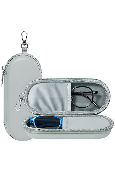 CLICK Techsuit - Glasses Case (ETJ3) - PU, 16.5 x 6.5 x 4cm - Gray, acoperire...