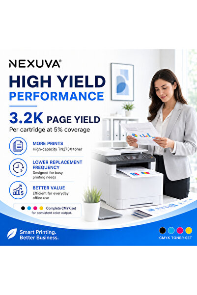 Nexuva مجموعة من 4 خراطيش حبر متوافقة عالية الإنتاجية TN273X لطابعات براذر