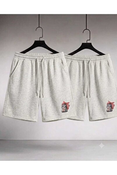 CLOTHES33 شورت رياضي مكون من قطعتين، رقيق، صيفي، مقاوم للعرق، مطبوع عليه قطة ...