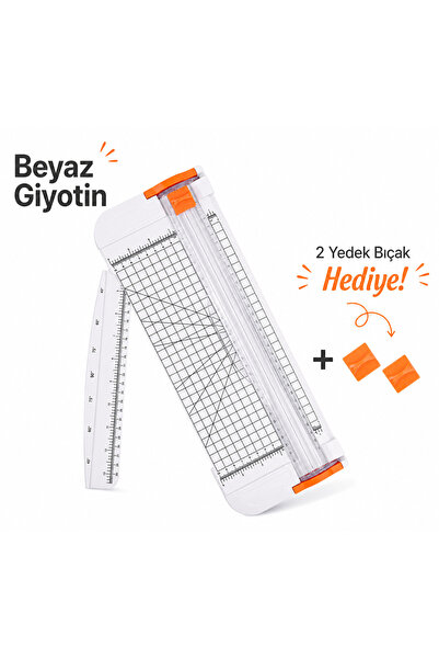 Leaven Sürgülü Cetvelli Giyotin Kağıt Kesme Makinesi - A4 - 2 Adet Yedek Bıça...