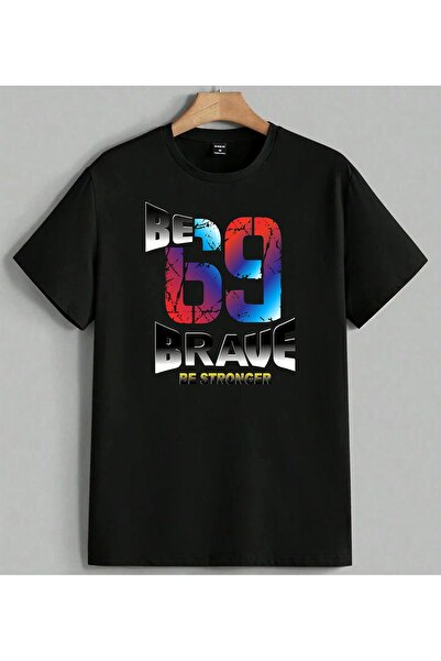 ELFERA Be Brave Motivational Colorful Printed Unisex Oversize T-Shirt Black
