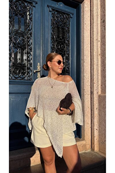 VIORA FASHION Ekru Payetli Merserize Pelerin