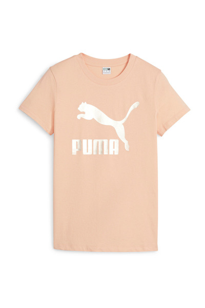 Puma Κλασικό T-shirt με Γυαλιστερό Λογότυπο, S, Πορτοκαλί, Γυναικείο