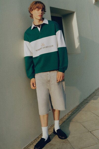 Pull & Bear Uzun kollu Newport Sport Club polo yaka tişört