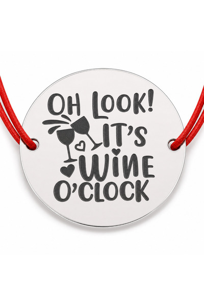 Simoshop Brățară argint 925 cu bănuț Wine O’Clock și pahare, șnur reglabil — ...