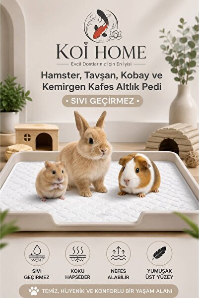 Koi Home Hamster, Tavşan, Kobay ve Kemirgen Kafes Altlık Pedi | YIKANABİLİR S...