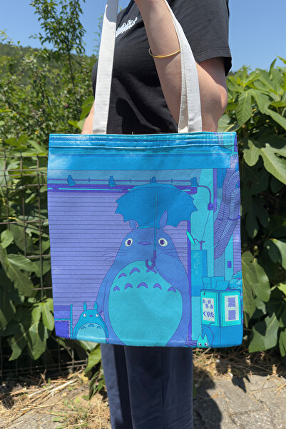 ZipZap Totoro V3 Geantă de pânză cu imprimeu pe două fețe, de vară și de iarn...
